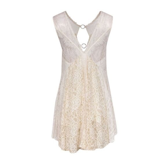 ✨FREE PEOPLE Don't You Dare Sz Medium Dress in Neutral Combo✨ - Picture 11 of 15